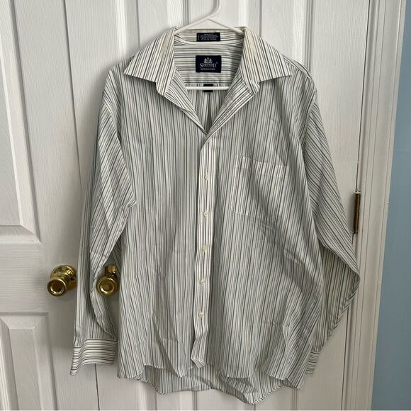 Stafford Wrinkle Free Mens 16 34/35 White Cotton Long Sleeve Button Down‎ Shirt - Picture 1 of 3